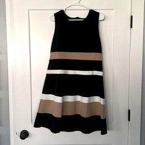 Size XL Color Block A-Line Black, brown and white Suzanne Betro dress.